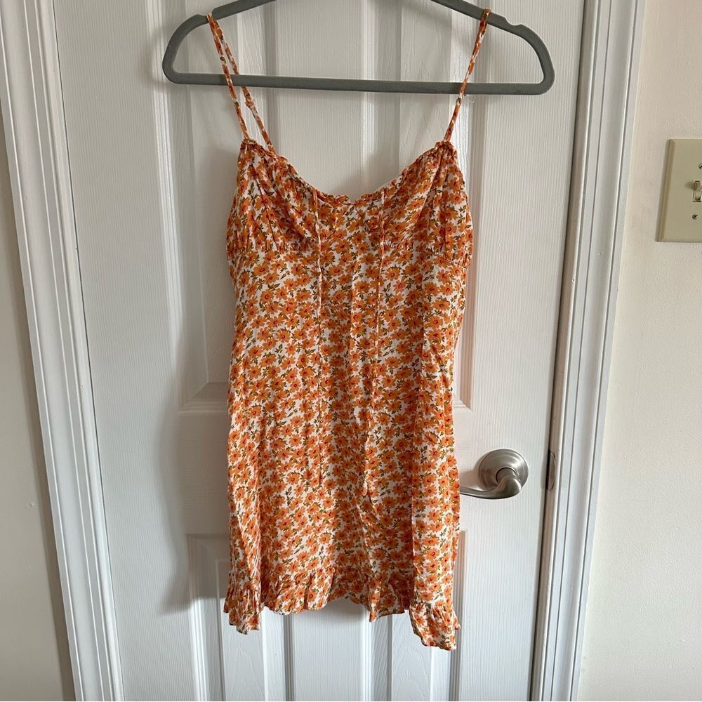 Princess Polly Orange Floral Mini Dress Rayon Size 6